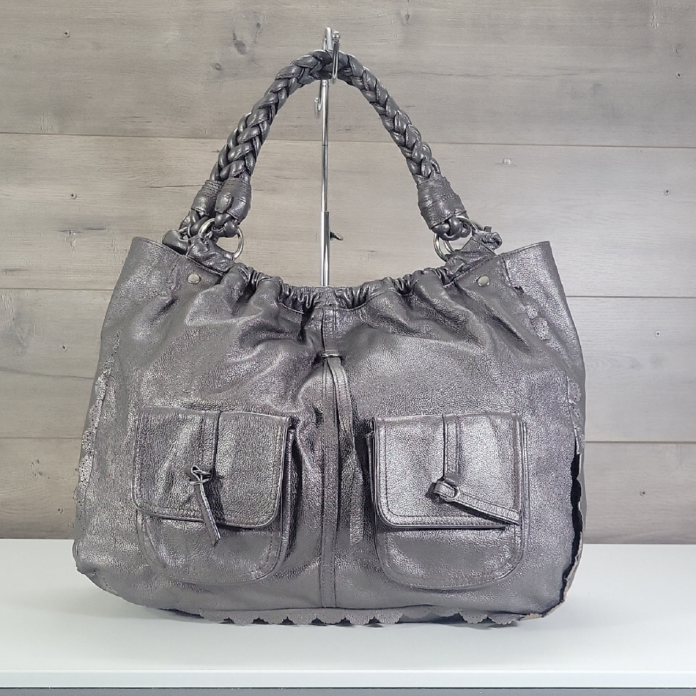 Shop 126 Gray Leather Shoulder Bag Purse Handbag
